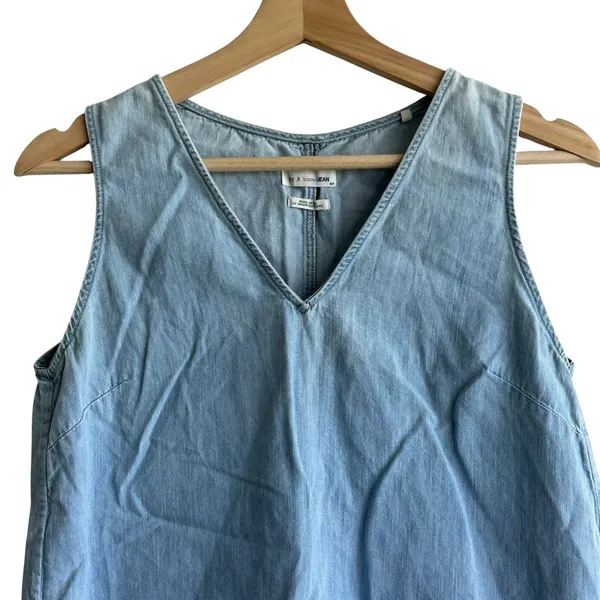 Rag & Bone Jean Kenton Top S Light Wash Chambray Denim Raw Hem V-Neck Sleeveless - Image 4
