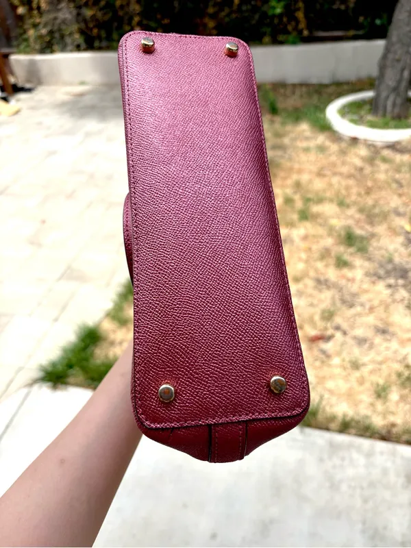 Coach Crossbody Handbag With Long Strap Gold Hardware Metallic Red/Pink - Image 5