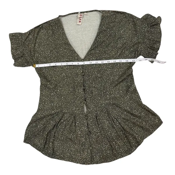 Anthropologie Y2K‎ Green Print blouse - Image 4