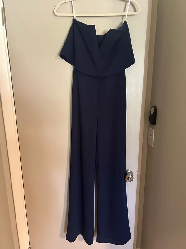 Lulus Navy Strapless Jumpsuit - Image 2