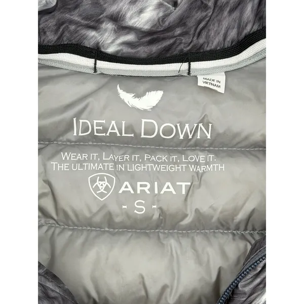 Ariat Ideal‎ Down Jacket Womens Small Gray Print Puffer Packable Coat - Image 5