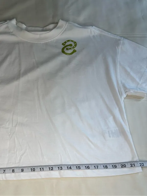 Maeve White Boxy Crop Tee with Lime Green Emblem 100% Cotton - Image 10