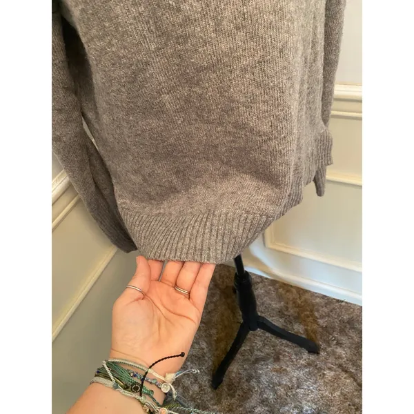 J.Crew Gray Wool Blend Knit Pullover Crewneck Sweater High-Low Hem Side Slit - Image 5