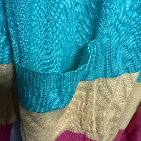 Rainbow Striped Cardigan Sweater Bold Stripes L Multiple Size L - Image 6