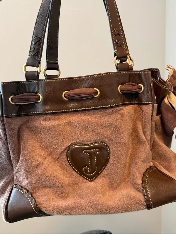 Juicy Couture Brown Suede Logo Tote Bag - Image 4