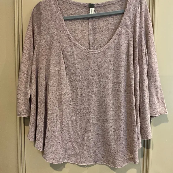 WE THE FREE People Heather Maroon Pink Swing Top Oversized 3/4 Sleeve Sz Small S - Image 2