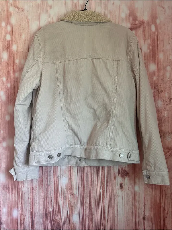 Gap Cream Sherpa Lined Corduroy Button Front Trucker Jacket Size L - Image 7