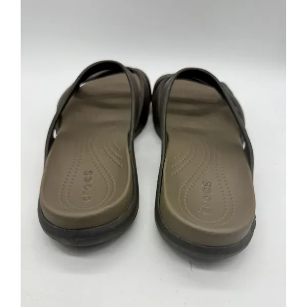 Women's 8 M Crocs Meleen Twist Brown Sandals 202497 Slip-On Flat Open Toe Slides - Image 3