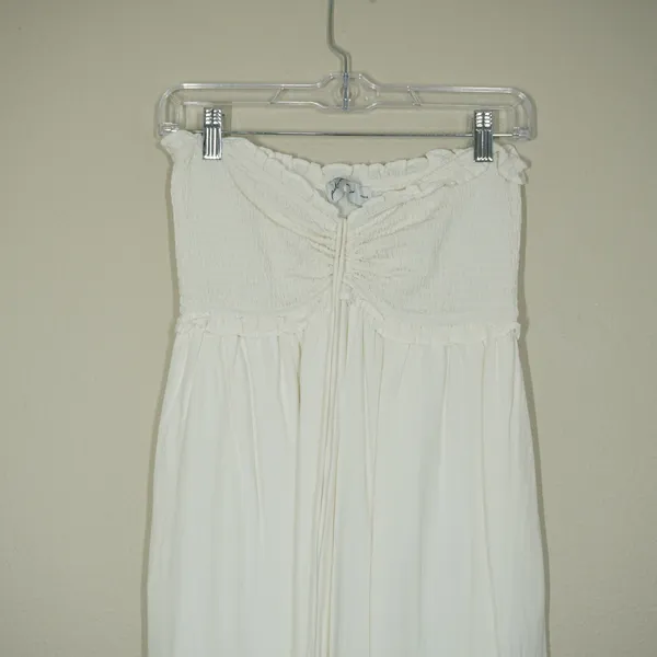 Petal + Pup Size Medium White Smocked Strapless Maxi Dress Tiered Ruffle Beach - Image 2
