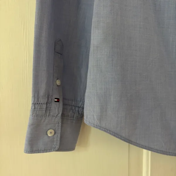 Tommy‎ Hilfiger Women’s Size 6 Blue Pintucked Button Down Shirt Blouse Cotton - Image 9