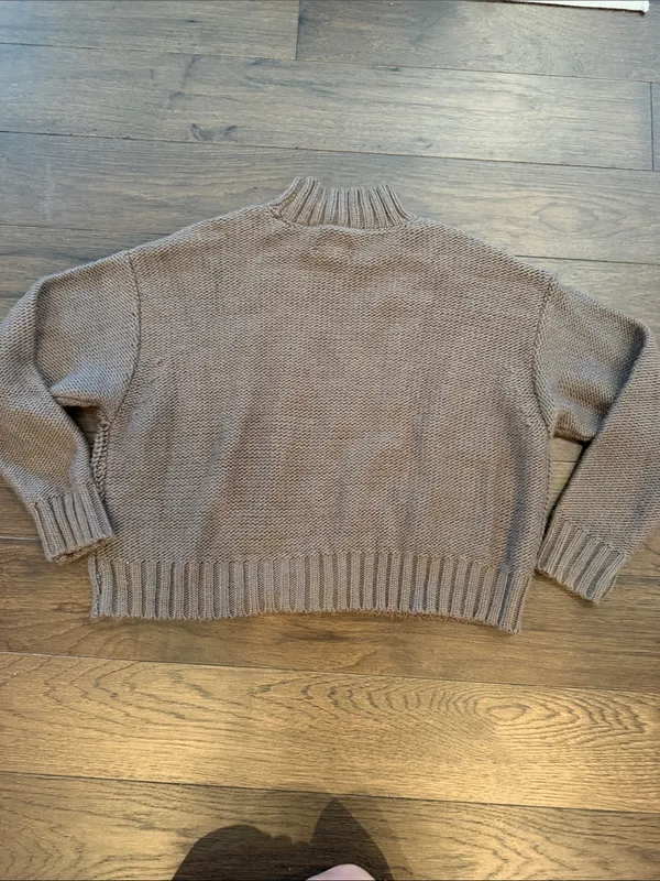 Lucky Brand Brown Cable Mock Neck Sweater Size Small - C33-046 - Image 5