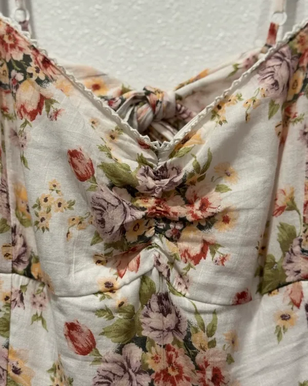 American Eagle Catie Corset Smocked Floral Midi Dress L NWOT - Image 4