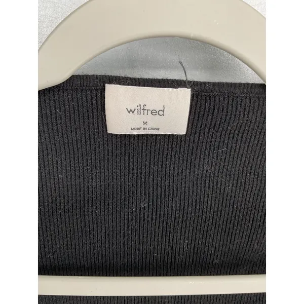 Aritzia Wilfred Womens Top Black Ribbed Sweetheart Neckline Long Sleeve Size M - Image 5