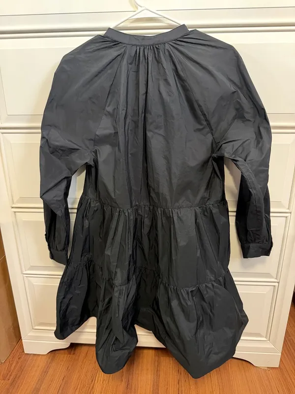 Zara Black V-Neck Long Sleeve Dress - Image 3