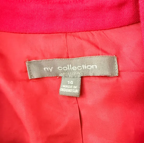 NY Collection Pink One-Button Lined Blazer Jacket 3/4 Sleeve Size 14 - Image 5
