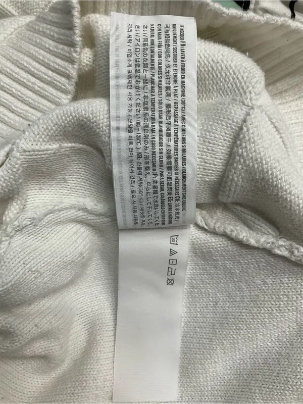 Hollister White Crew Neck Basketweave Cropped Sweater Size Small - Image 7