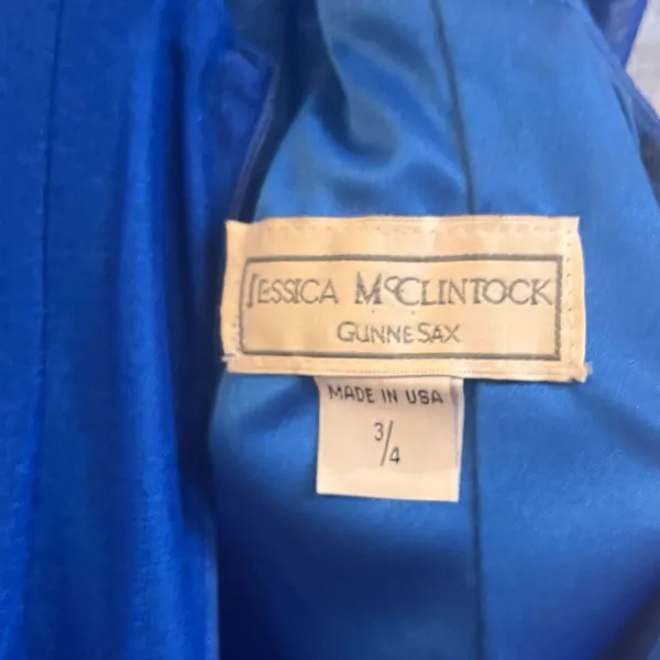 Jessica McClintock‎ Gunn Sax Blue Shimmer Maxi Dress Size 3/4 - Image 11