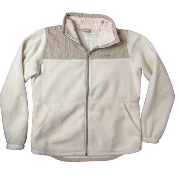 Columbia‎ Womens L Fleece Jacket Cream Full Zip Sherpa Collar Gorpcore Hiking - Image 4