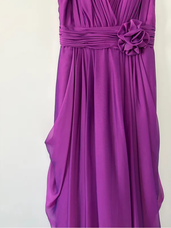 JS Collections Purple Sleeveless Chiffon V Neck A Line Formal Maxi Gown 6 - Image 5