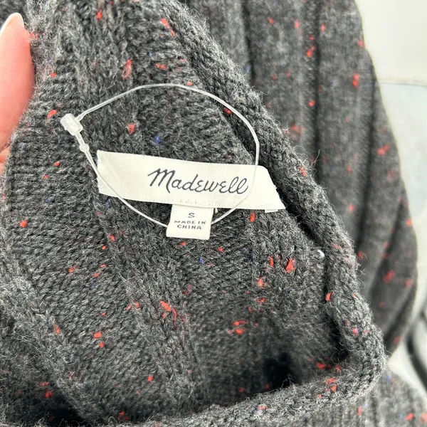 Madewell Donegal Rolled Mock Neck Ribbed Sweater Dress AF500 - Donegal Coal - Image 7