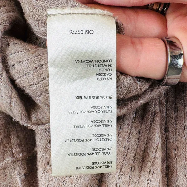 Maeve Anthropologie Cowl Neck Ruffle Hem Pullover Sweater Top‎ Small Waffle Knit - Image 6