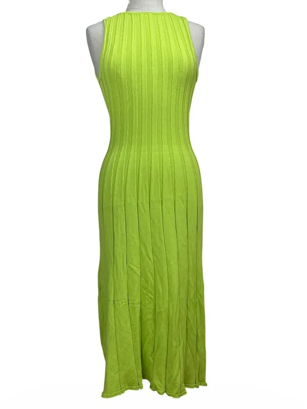 Meshki Aspen Back Keyhole Knit Midi Dress in Fresh Green Size Medium Resortwear - Image 3