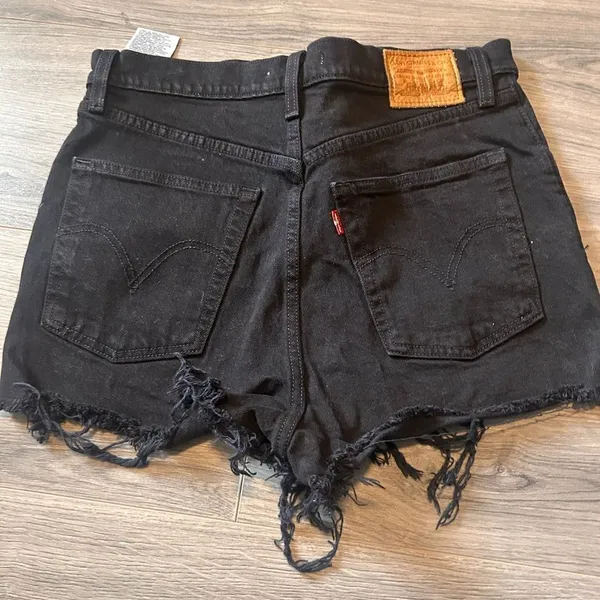 Levi's Black High Waist Denim Shorts - Image 5