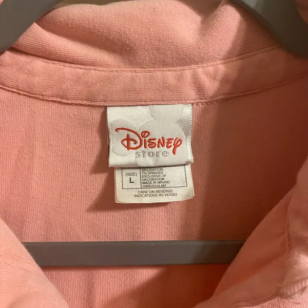 VTG Womens Pink Coral Eeyore Disney Store Long Sleeve Polo‎ Size Large - Image 3