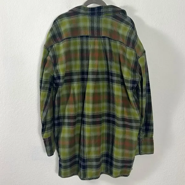 Free People Grunge 90s Flannel Plaid Izzie Cargo Shirt Jacket Shacket Medium - Image 11