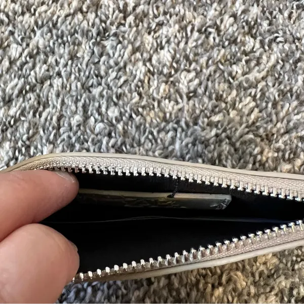Zara Women’s Gray Croc‎ Like Texture Wallet With Silver Chain - Image 2