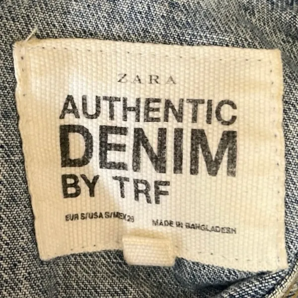 Zara Authentic Denim By TRF Blue Long Sleeve Collared Denim Trucker Jacket Sz S - Image 3