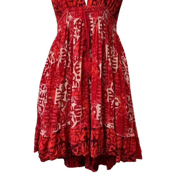 Free People Beach Day Dress Tribal Print Bohemian Coastal Resort Travel S - Image 5