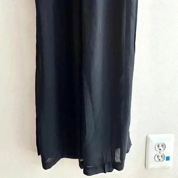 Iris Los Angeles Black Strapless Jumpsuit, Flowy Chiffon Jumpsuit, Size Small - Image 4