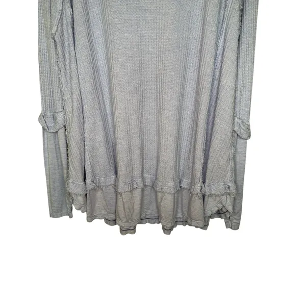 Free People We The Free Laguna Oversized Waffle Knit Thermal Top Women’s L Blue - Image 5