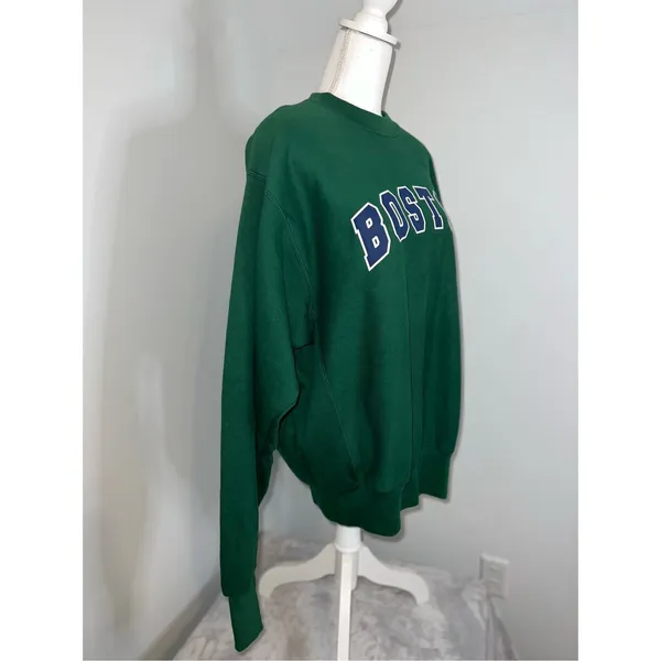 Women’s Crewneck “Boston” Pullover Sweatershirt Green XL - Image 3