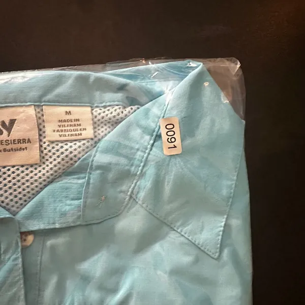 White Sierra Womens Medium Turquoise Ripstop Hiking Trail Shirt Roll Tab Sleeve - Image 10