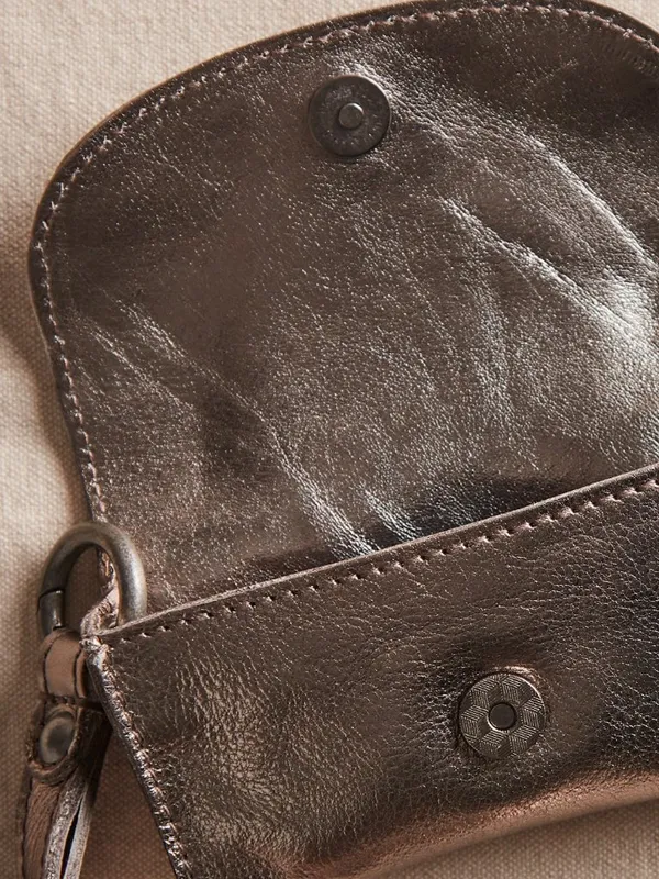 NWT Free People Leather Bag Lanyard in Metallic - Image 3