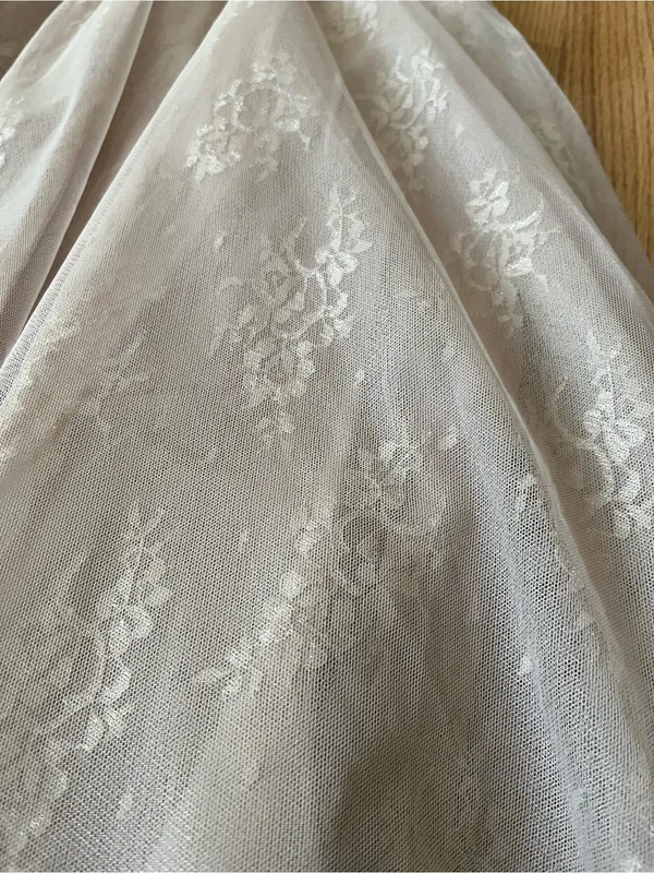 Cream Tulle Midi Skirt Floral Medium Bridal Cottagecore Romantic Wedding Guest - Image 3