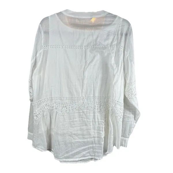 Soft Surroundings Embroidered Top & Tank Large Crochet White Summer Romantic‎ - Image 2