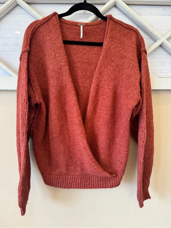 Free‎ People It's a Wrap Sweater in Rust - Small Oversized - Image 2
