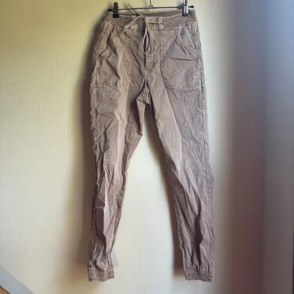 American Eagle Taupe Drawstring High Jegging Jogger Pants - Image 2