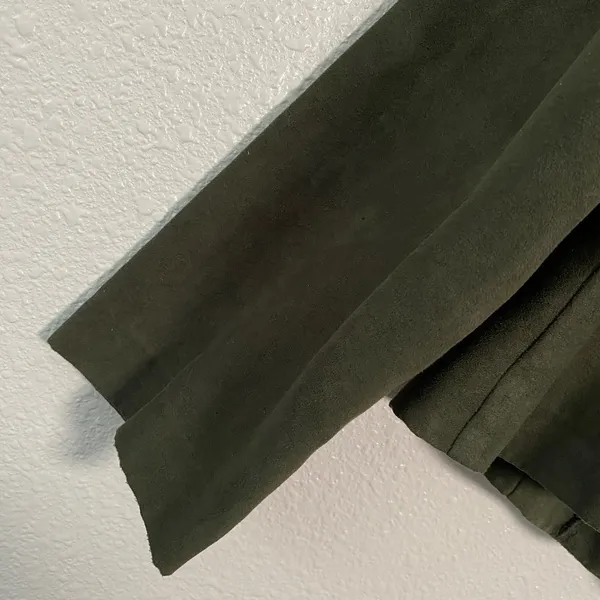 Green Vegan Suede Jacket Size 12 Hobbit Preppy Collar Retro Goblincore‎ Academic - Image 7