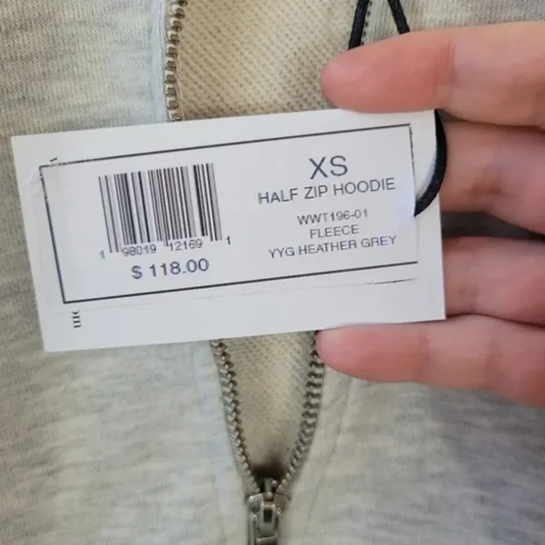 NWT WeWoreWhat Cropped Half Zip Fleece Cotton Hoodie Long Sleeve XS Heather Grey - Image 9