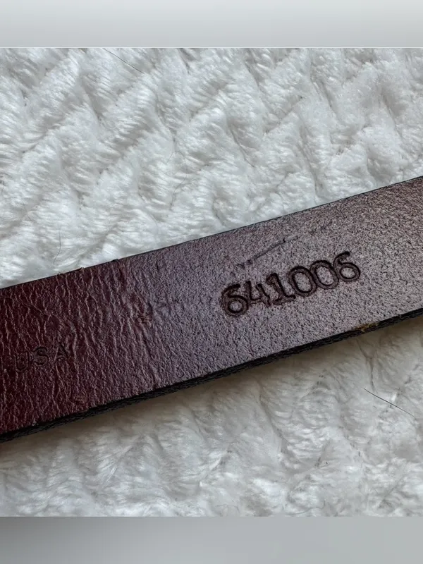 Calvin Klein Leather CK Logo Belt Women's 36 L Italian Saddle Leather Brown USA - Image 6