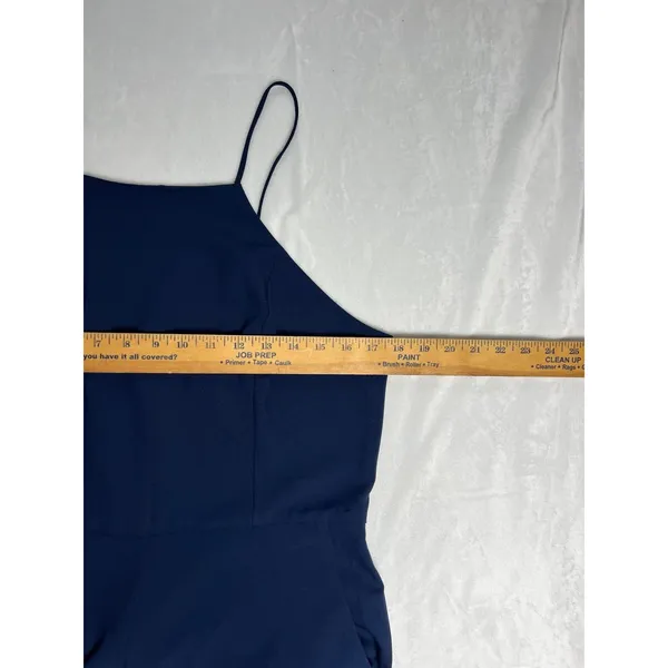 WAYF Women's Spaghetti Strap Wide Leg Sweetheart Neck Navy Jumpsuit Size Large - Image 12