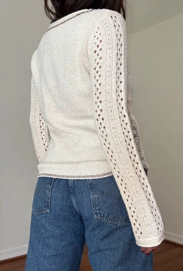Et Clet Knit Crochet Long Sleeve Top - Image 3