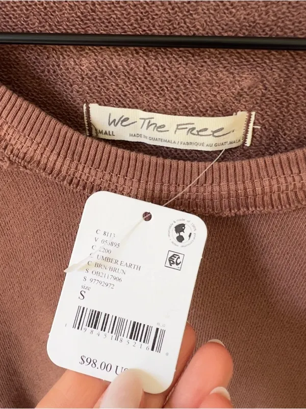 Free People Mari Muscle Pullover - Umber Earth Brown - Small - Image 6