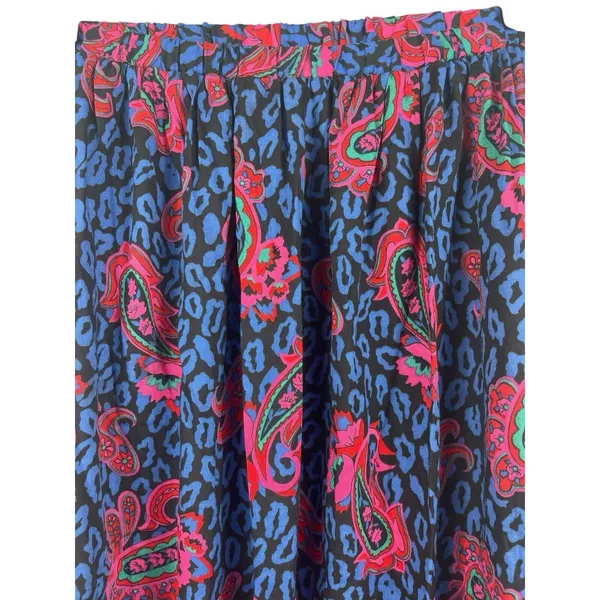 Land And Sea Vintage Ames Bold Blue Pink Floral Midi Elastic Waist Skirt M NWT - Image 3