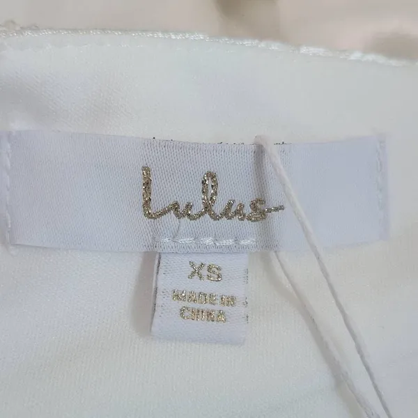Lulus White Satin Wedding Dress with Pearl Straps NWT Size XS - Image 9