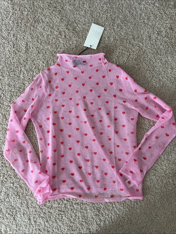 Zara sheer heart print top. S - Image 6